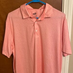 Puma Mens Golf Polo - Size L. Salmon & white speckled.